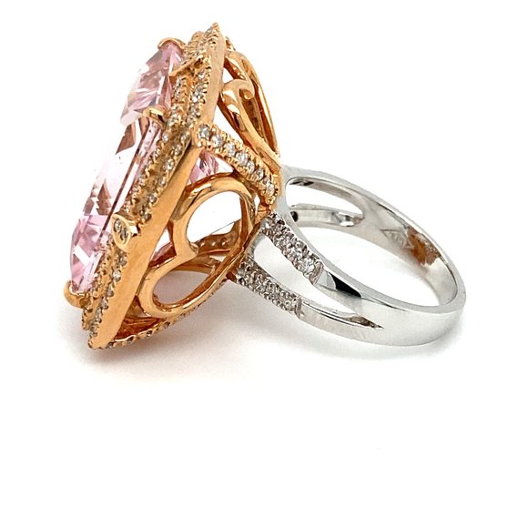 Certified Morganite 46.59ct Diamonds 14K Ring - Picture 5 of 8